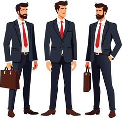 Fototapeta premium Group of Businessmen Standing Together in Formal Suit Illustration