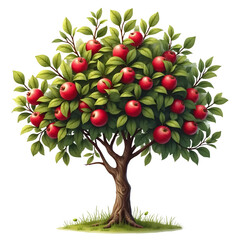 Apple_Tree_Illustration_Red_Apples_Green_Leaves