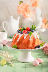 Tasty ring cake for Easter as sweet Easter pastry.