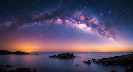 Fototapeta premium Celestial Embrace of the Coast AI Generated