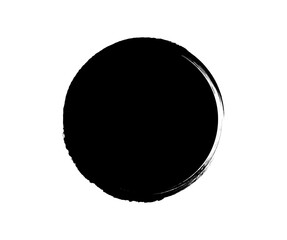 Black Brush Circle Fill, Bold Ink Round Abstract Shape Design Element.