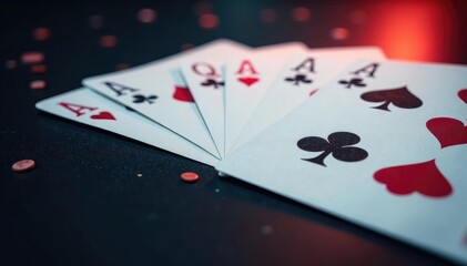 Playing cards arranged in an ace high sequence , gambling, playing cards