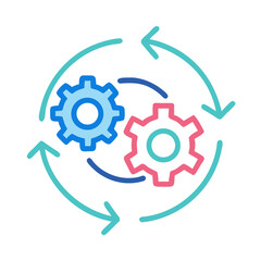 Rotating Gears with Arrows Representing Process Automation or Workflow Icon Design