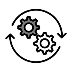 Rotating Gears with Arrows Representing Process Automation or Workflow Icon Design
