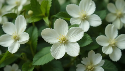 white flowers on green background