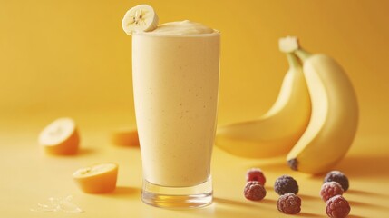 A refreshing fruit smoothie with berries and banana. Featuring vitality and flavor