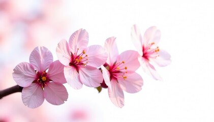 Obraz premium delicate cherry blossom petals against a white background, isolated, blossoms