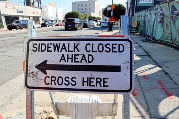 Pedestrian Sidewalk Closed sign indicating alternate walking route