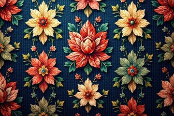 Intricate floral damask pattern, woven textile texture, background, elegant