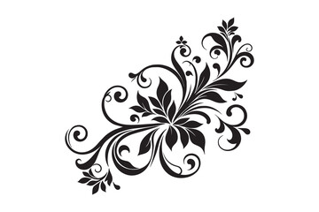 Elegant decorative flower silhouette with white background