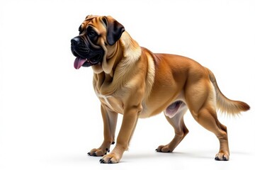 Obraz premium Majestic mastiff, powerful stance, white background, dog photography, majestic, noble