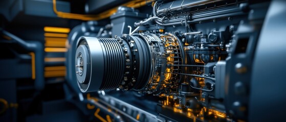 Obraz premium High-Definition Close-Up of Industrial Engine Machinery Components