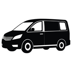 Mini Van Silhouette Vector Illustration – Modern, Compact, Family Vehicle Design