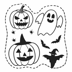 coloring-book-page-Halloween--vector-illustration