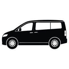 Side View Of A Mini Van Silhouette Vector Illustration – Modern, Compact, Family Vehicle Design
