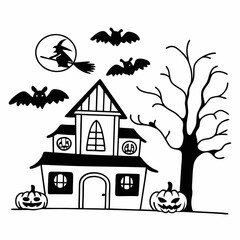 coloring-book-page-Halloween--vector-illustration