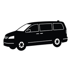 Side View Of A Mini Van Silhouette Vector Illustration – Modern, Compact, Family Vehicle Design