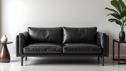 Fototapeta premium Modern minimalist black sofa