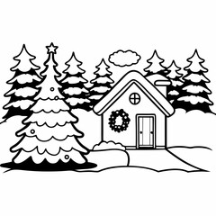 coloring-book-page-Christmas--vector-illustration