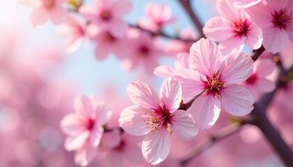 Fototapeta premium Vibrant pink and white sakura, full bloom, repeating motif , floral design, flowers, design