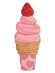 Cute and colorful ice cream cone illustration perfect for food-related designs, printable, advertising, children’s products, and seasonal summer graphics.