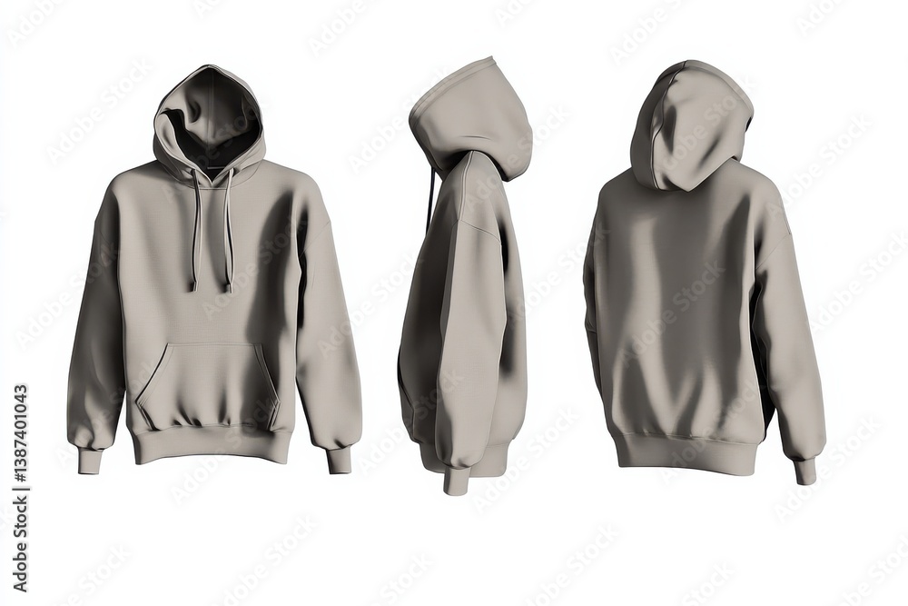 Aufkleber Gray hoodie design displayed from multiple angles showcasing its simple style and versatile use for casual wear