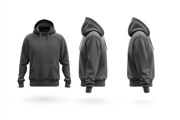 Classic grey hoodie displayed from multiple angles to showcase design features and versatility for casual fashion
