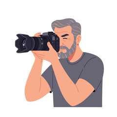 Fototapeta premium Senior Man Taking Photos with Camera 