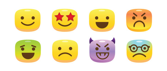 Fototapeta premium Emoji collection illustrate with cute various face and expression isolated on white background.