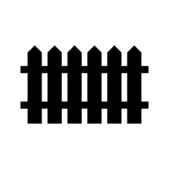 simple fence icon. black silhouette barrier isolated on white background.  fence sign vector illustration