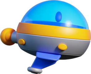 귀여운 3d 컬러 오브젝트 우주선 로켓 발사