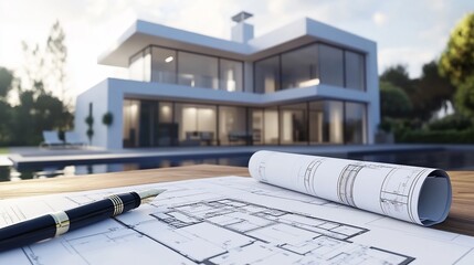 Architectural design blueprints for luxury villa with pool offering bespoke lifestyle