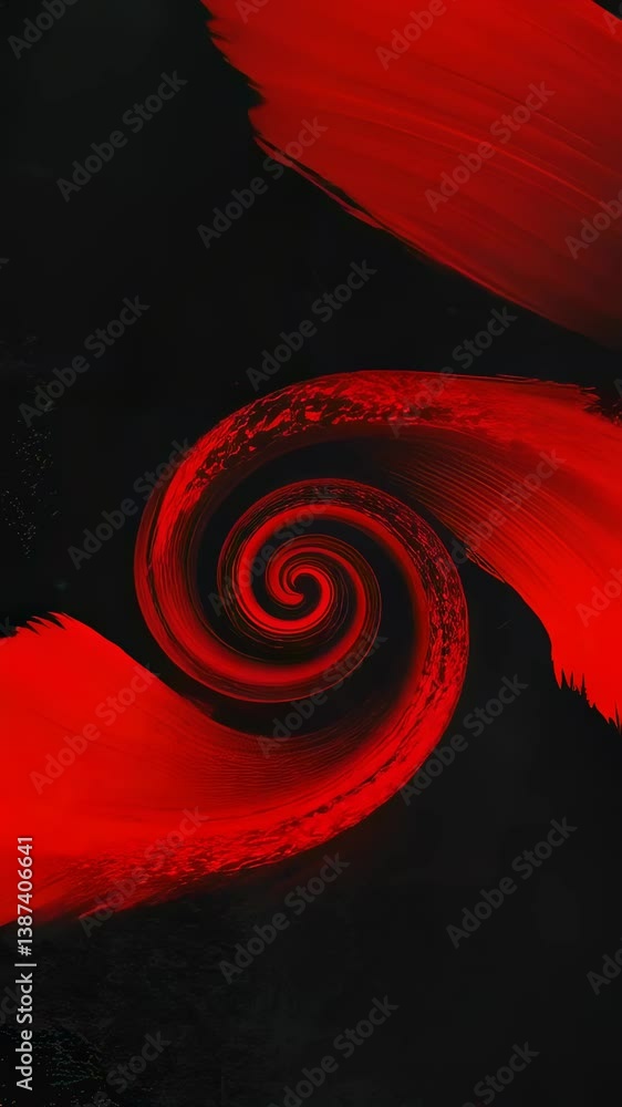 Poster red and black spiral abstract design. hypnotic swirl pattern. dynamic vortex artwork for smartphone 