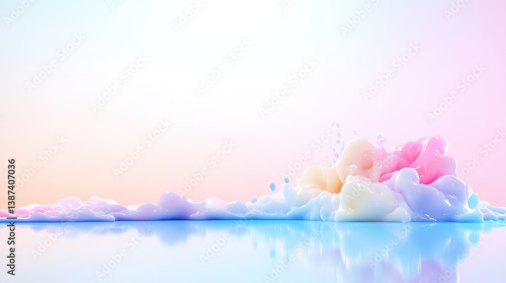 Poster pastel color splash. a vibrant, ethereal display of colorful liquid splash art. abstract shapes and 