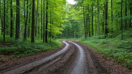 Obraz premium Lush forest dirt road