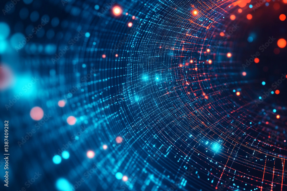 Poster digital universe: dive into the captivating realm of advanced technology, as vibrant points of light