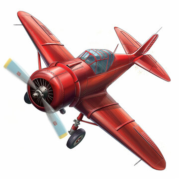 old red plane isolated	