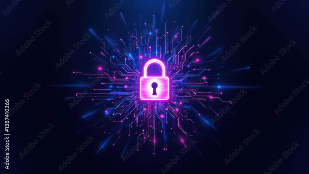 Aufkleber internet security symbol with electrified locks and data streams