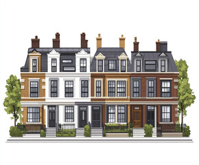 Fototapeta premium Row of charming terrace houses with classic architecture
