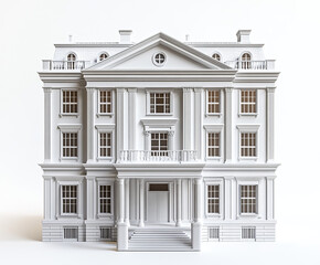 Fototapeta premium Elegant white neoclassical building with columns and symmetrical design