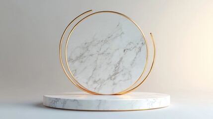 Abstract marble podium display, elegant design, minimal backdrop