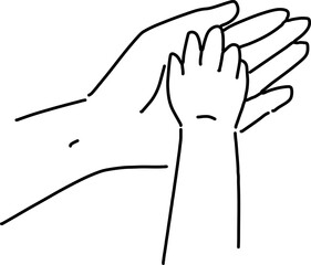 手を重ねる親子の出産・育児・福祉イメージ線画