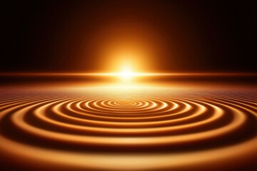 Naklejka premium Abstract golden horizon reflected in concentric water ripples for spirituality use