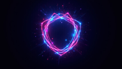 Obraz premium Vivid digital ring symbolizing cyber security, connectivity, and encryption.