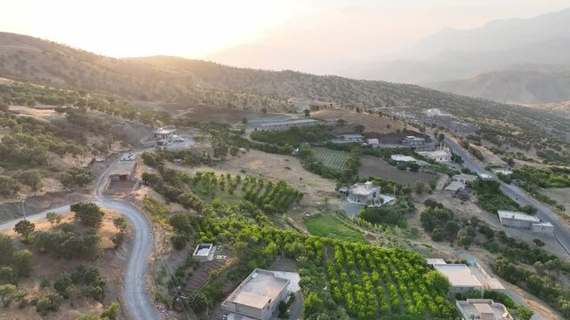 Aerial Footage of Mountains and Hills at Kurdistan Iraq. Drone's Footage from Medium High Altitude Captured on August 3rd, 2023.