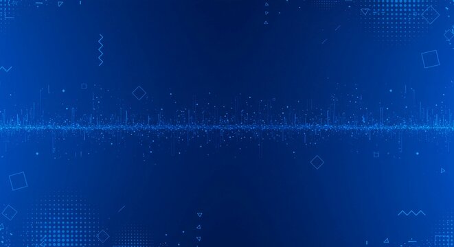 Futuristic digital design featuring a blue binary code pattern on an abstract technology background with light