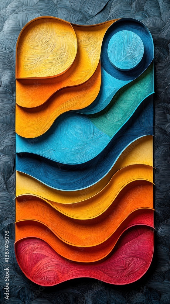 Poster abstract layered design with vibrant colors and flowing shapes