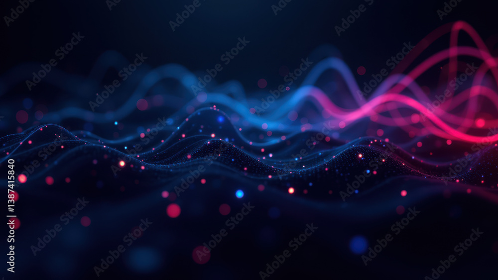 Poster cybersecurity-themed abstract background with colorful waves.