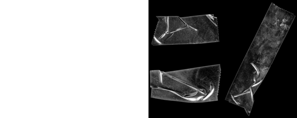 Overlapping Tape Shapes – Transparent Crumpled Tape Design Isolated on a Transparent or White Background