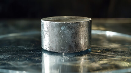 Solid Silver Bar: A gleaming silver bar, polished to a mirror finish, sits atop a glass surface, catching the light in a display of brilliance. Its smooth.